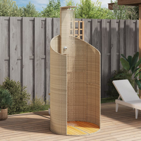 Gartendusche Beige Poly Rattan Akazienholz 100x100 cm