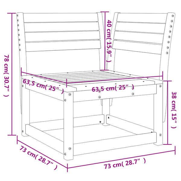 Garten Ecksofa Weiß Kiefer Massivholz 73x73x78cm