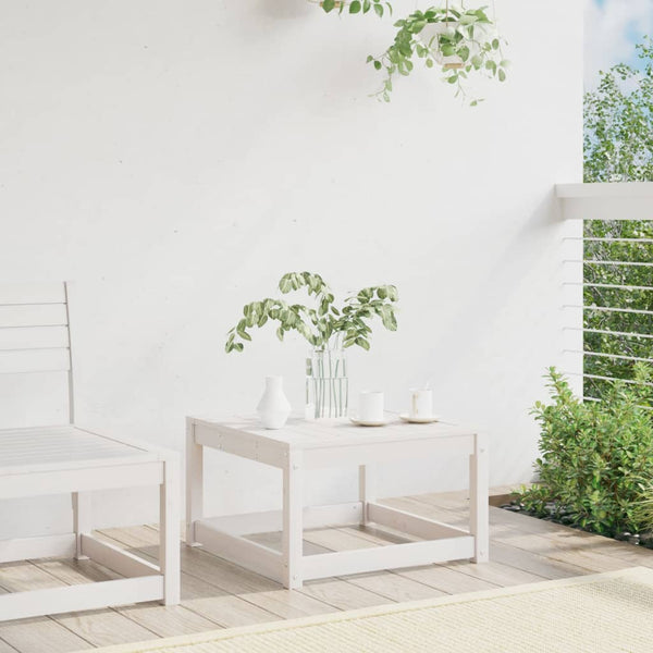 Gartenhocker Kiefer Massivholz Weiß