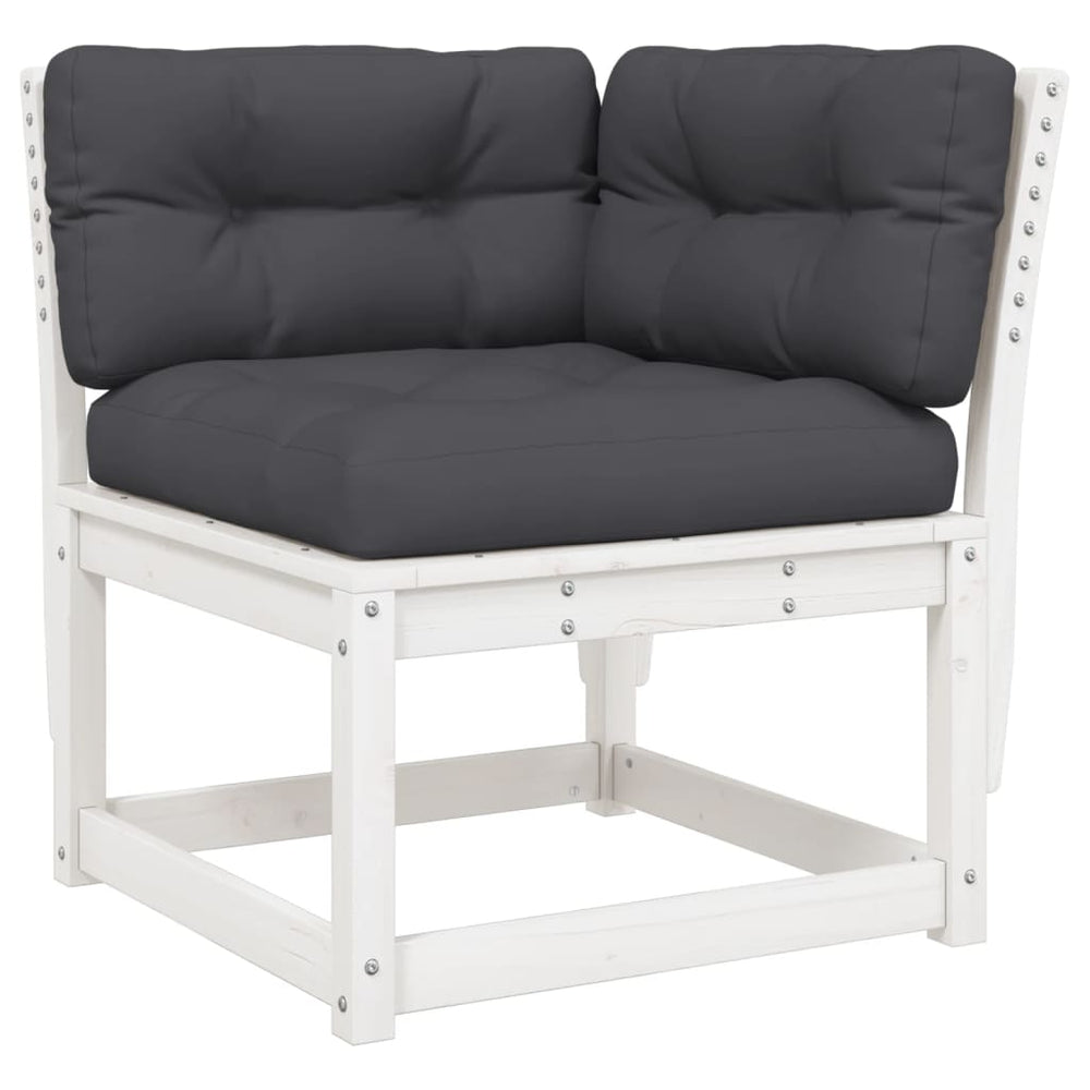 Garten Ecksofa Kiefer mit Kissen, Weiß