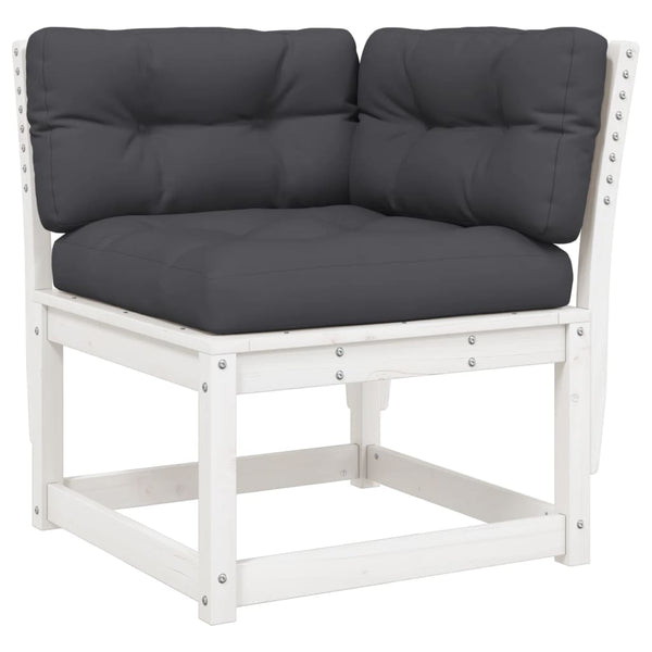 Garten Ecksofa Kiefer mit Kissen, Weiß