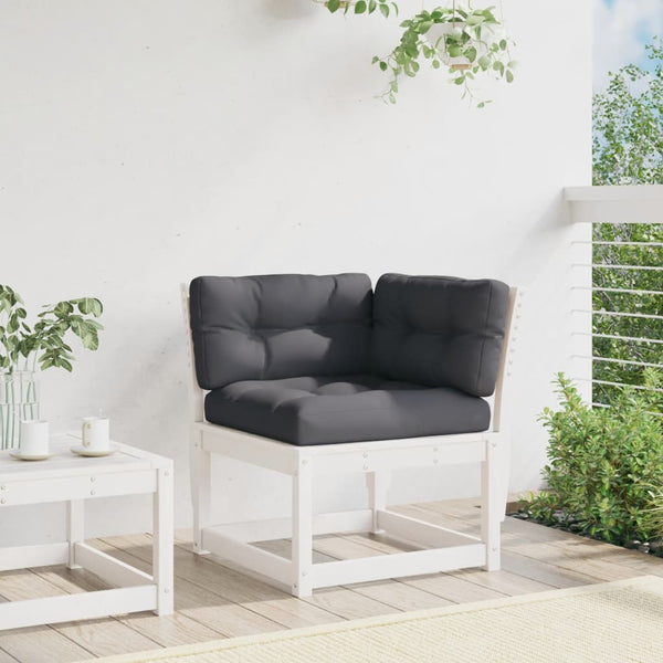 Garten Ecksofa Kiefer mit Kissen, Weiß