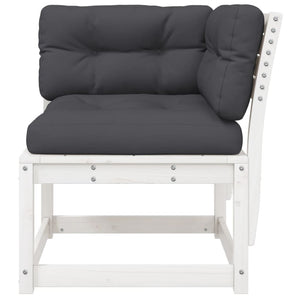 Garten Ecksofa Kiefer mit Kissen, Weiß