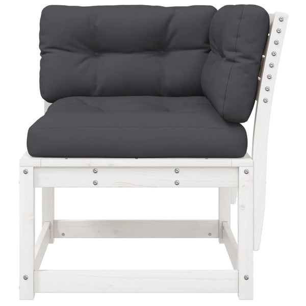 Garten Ecksofa Kiefer mit Kissen, Weiß