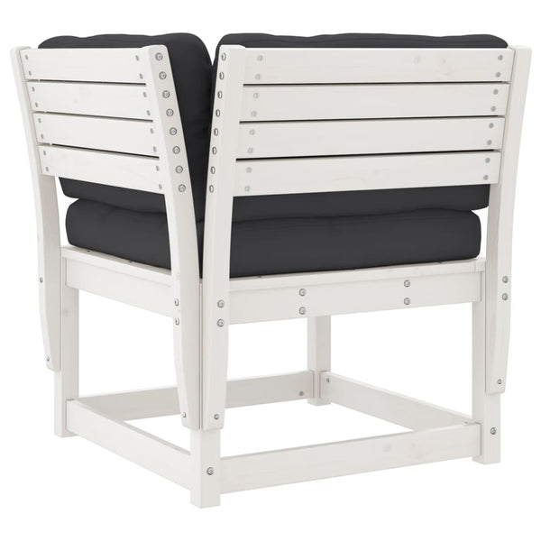 Garten Ecksofa Kiefer mit Kissen, Weiß