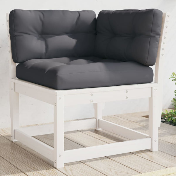 Garten Ecksofa Kiefer mit Kissen, Weiß