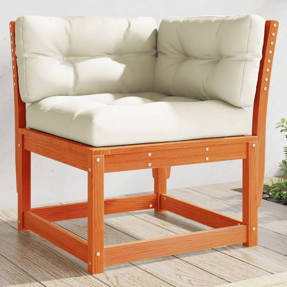 vidaXL Garden Corner Sofa with Cushions Waxed Brown Solid Pine Wood