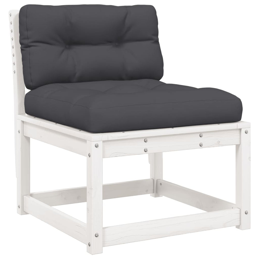 vidaXL Garden Sofa with Cushions White Solid Pine Wood