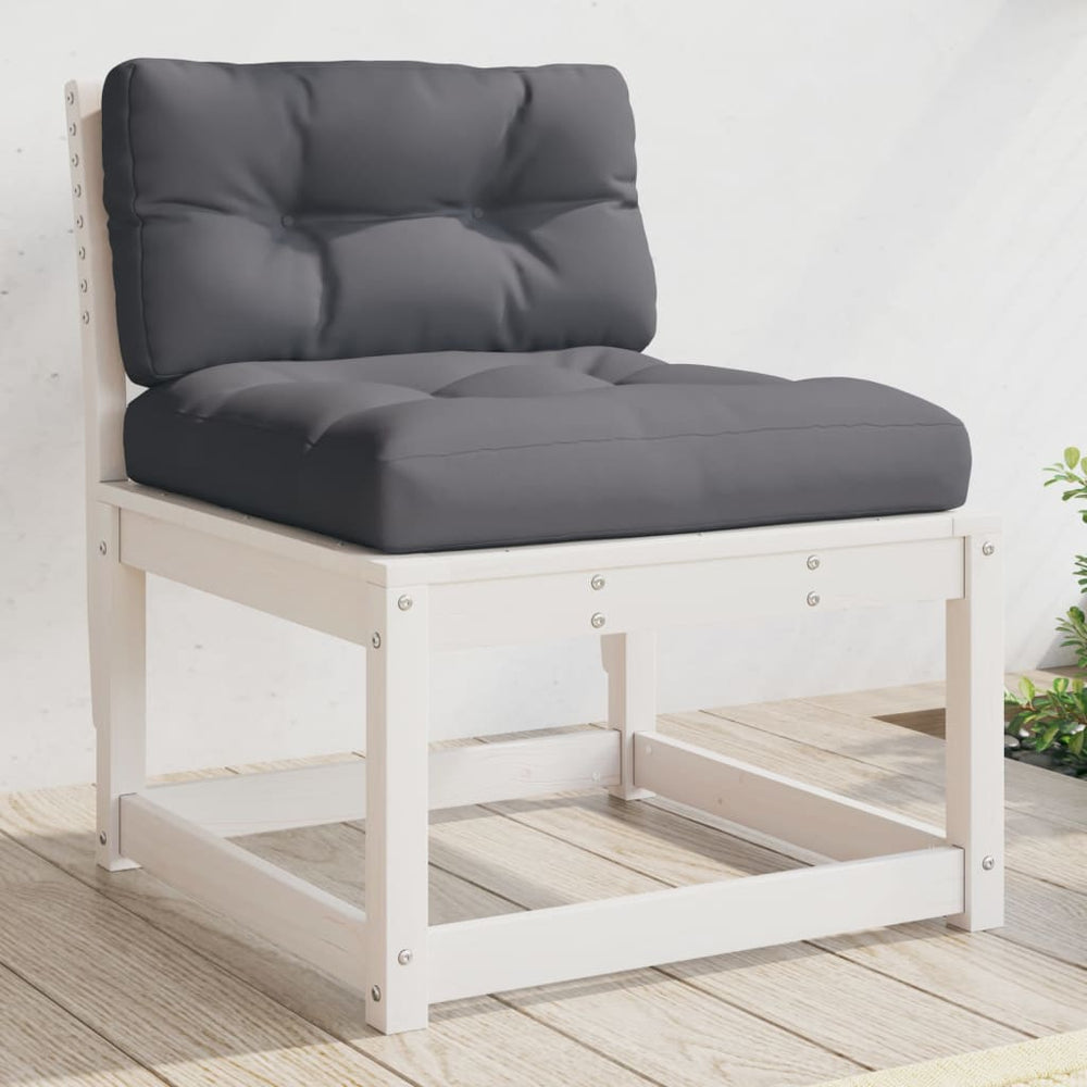 vidaXL Garden Sofa with Cushions White Solid Pine Wood