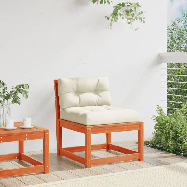 Gartensofa Kiefer Massivholz Wachsbraun mit Kissen