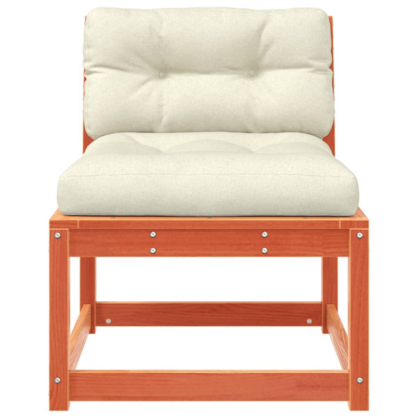 Gartensofa Kiefer Massivholz Wachsbraun mit Kissen