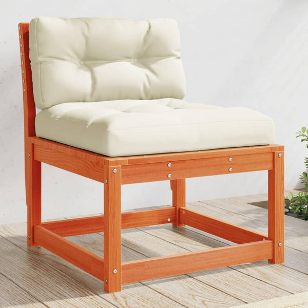 Gartensofa Kiefer Massivholz Wachsbraun mit Kissen