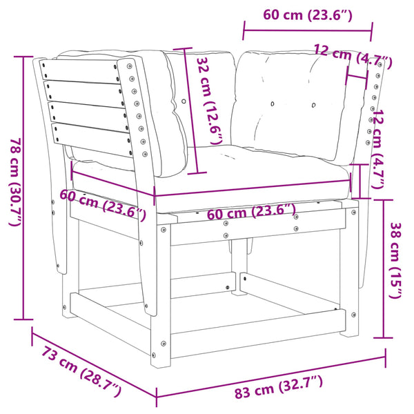 Gartensofa Kiefer Massivholz mit Kissen