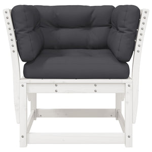 Gartensofa Kiefer Massivholz Weiß mit Kissen