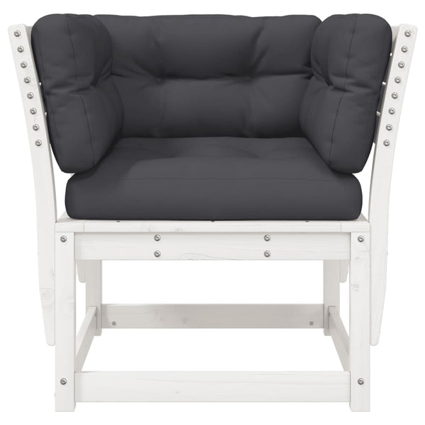 Gartensofa Kiefer Massivholz Weiß mit Kissen