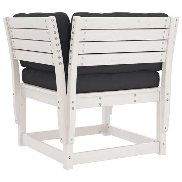 Gartensofa Kiefer Massivholz Weiß mit Kissen