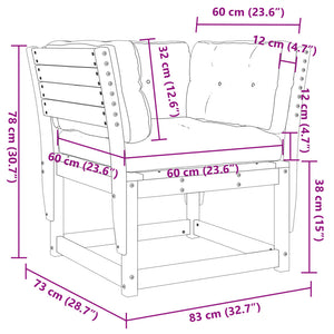 Gartensofa Kiefer Massivholz Weiß mit Kissen