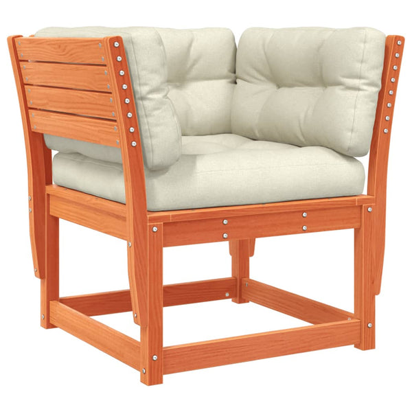 Gartensofa Braun Kiefer Massivholz mit Kissen