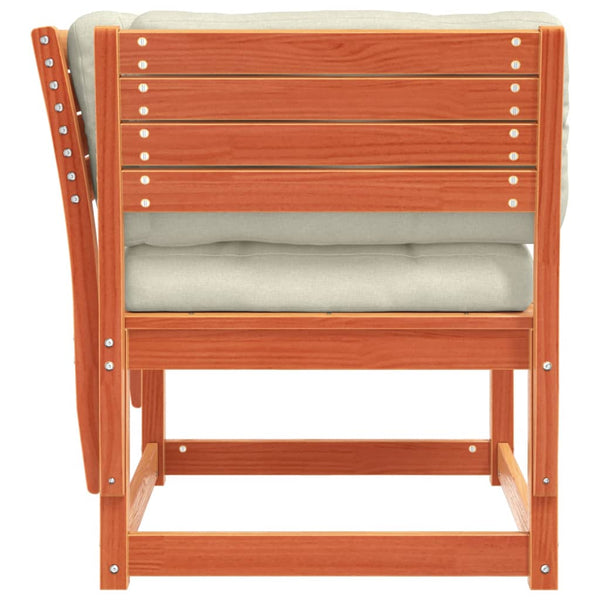 Gartensofa Braun Kiefer Massivholz mit Kissen