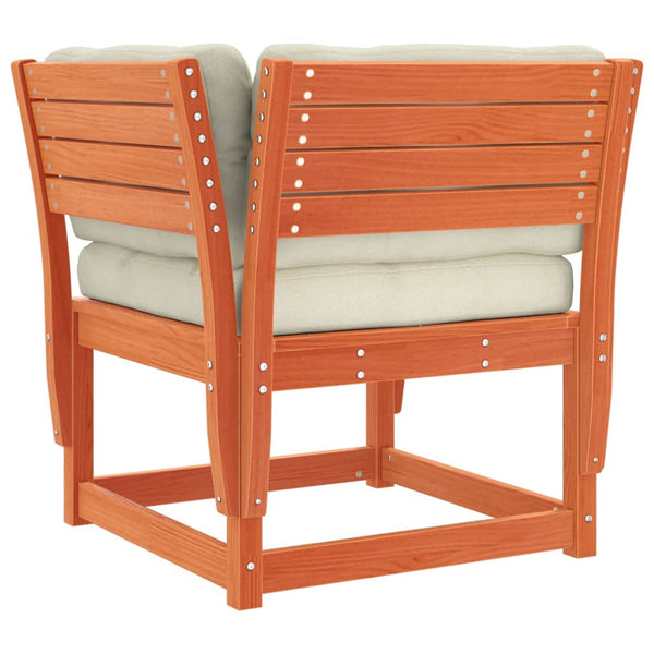Gartensofa Braun Kiefer Massivholz mit Kissen