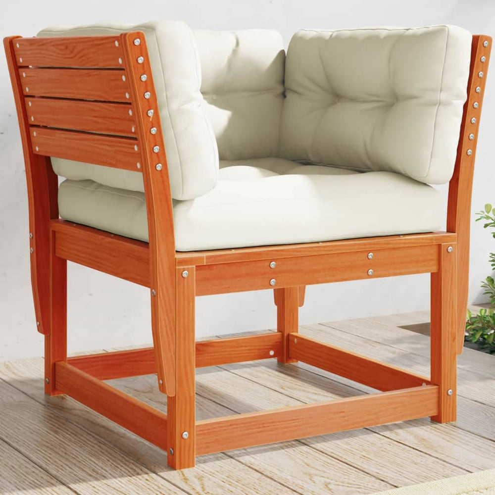 vidaXL Garden Sofa with Armrests and Cushions Brown Solid Pine Wood