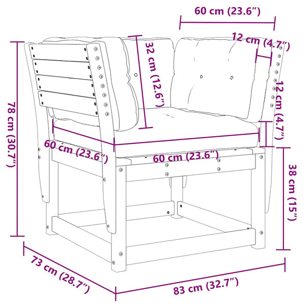 Gartensofa Douglasie mit Kissen
