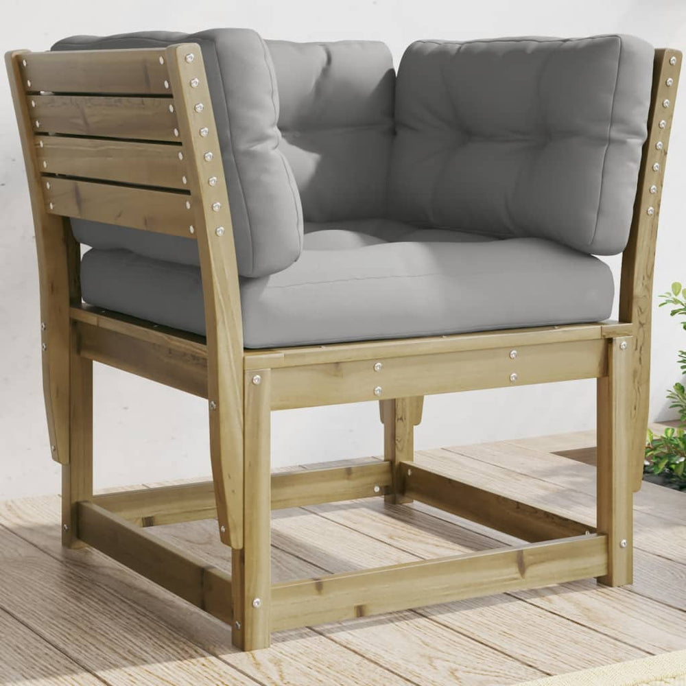 vidaXL Garden Sofa with Armrests and Cushions Impregnated Pinewood