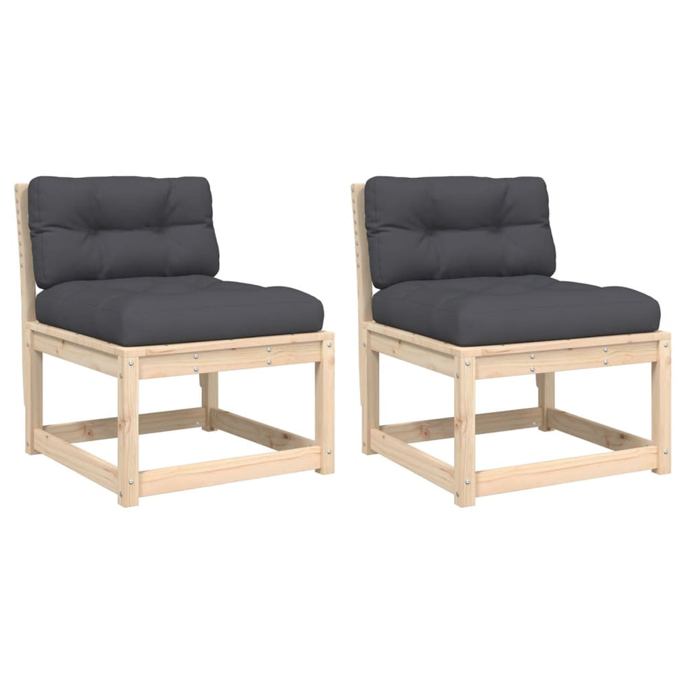 vidaXL Garden Sofas with Cushions 2 pcs. Solid Pine Wood
