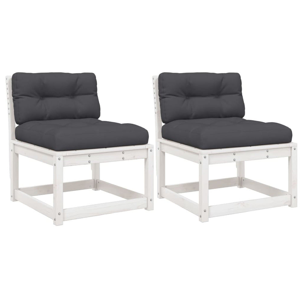 vidaXL Canapés de jardin avec coussins 2 pcs Blanc Bois de pin massif