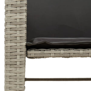 vidaXL 2-Seater Garden Sofa with Table and Stools Light Grey Poly Rattan