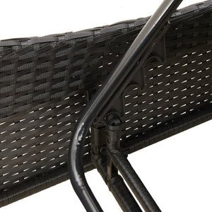 Schwarze Poly Rattan Sonnenliege mit Auflage