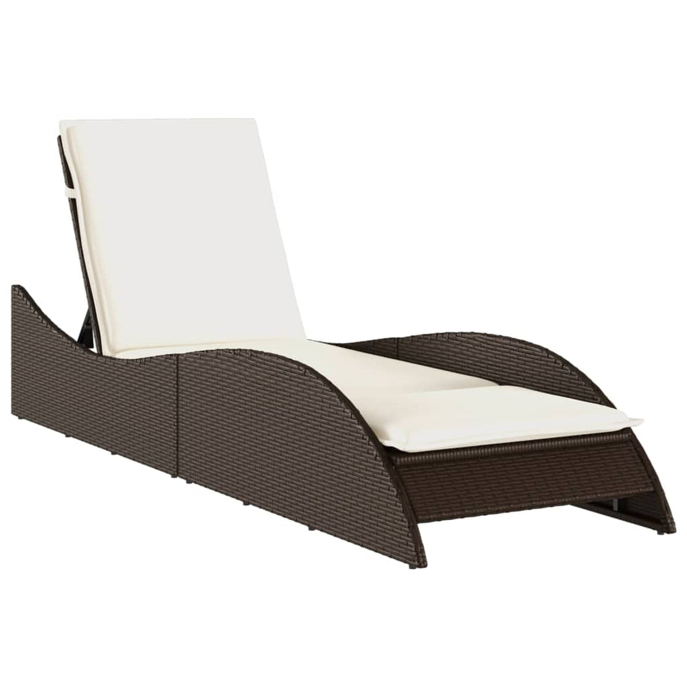 Sonnenliege Braun mit Auflage Poly Rattan