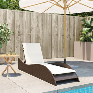 Sonnenliege Braun mit Auflage Poly Rattan