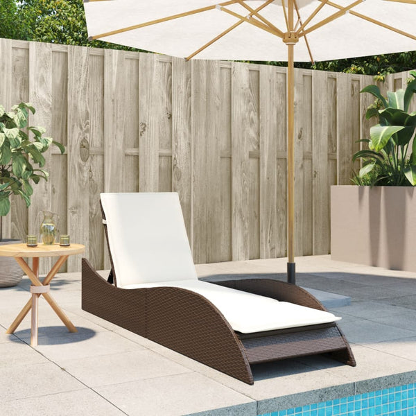 Sonnenliege Braun mit Auflage Poly Rattan