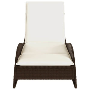 Sonnenliege Braun mit Auflage Poly Rattan