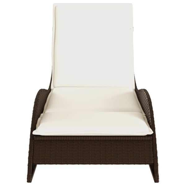 Sonnenliege Braun mit Auflage Poly Rattan