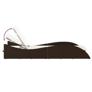 Sonnenliege Braun mit Auflage Poly Rattan