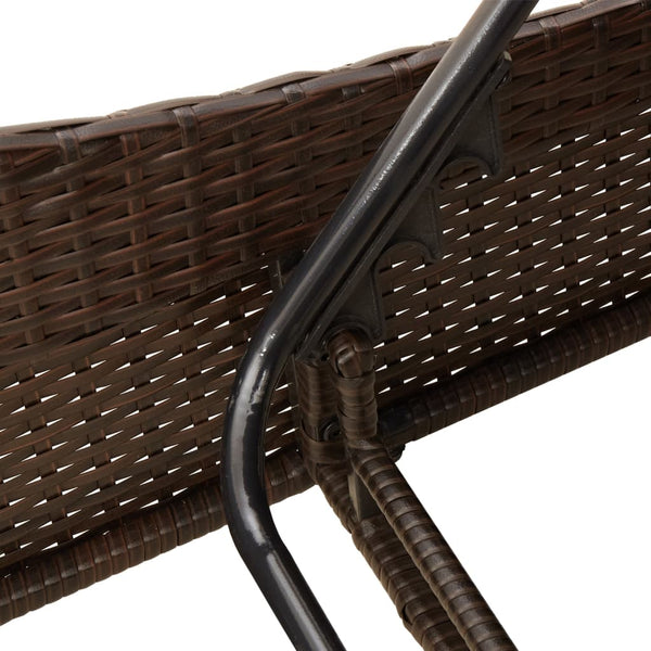 Sonnenliege Braun mit Auflage Poly Rattan