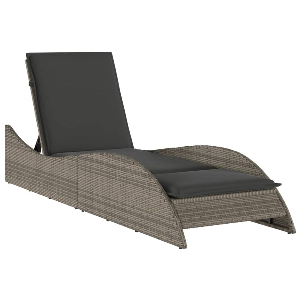 Graue Poly Rattan Sonnenliege mit Auflage