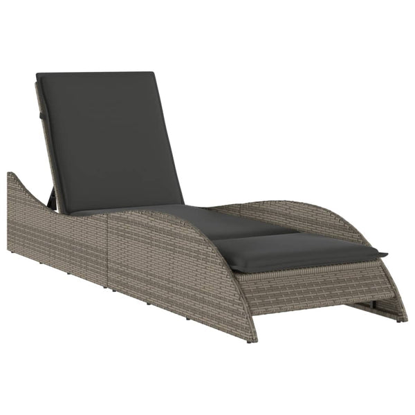 Graue Poly Rattan Sonnenliege mit Auflage