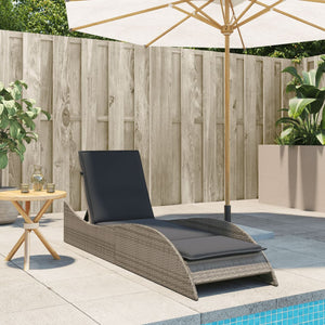 Graue Poly Rattan Sonnenliege mit Auflage