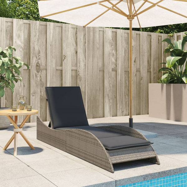 Graue Poly Rattan Sonnenliege mit Auflage