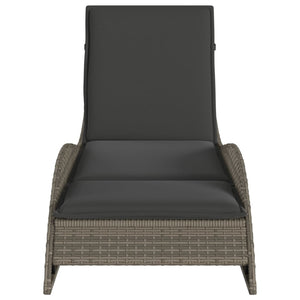 Graue Poly Rattan Sonnenliege mit Auflage