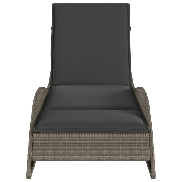 Graue Poly Rattan Sonnenliege mit Auflage