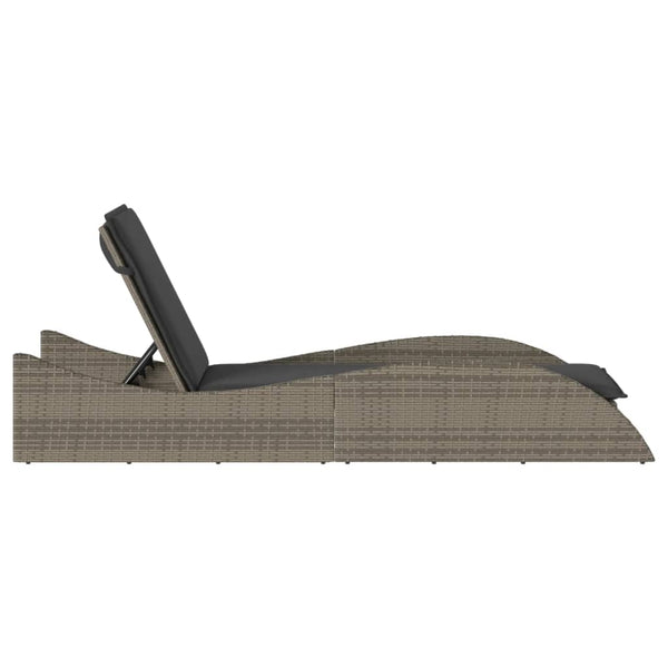 Graue Poly Rattan Sonnenliege mit Auflage