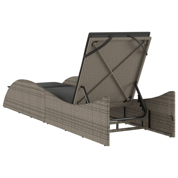 Graue Poly Rattan Sonnenliege mit Auflage