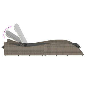 Graue Poly Rattan Sonnenliege mit Auflage