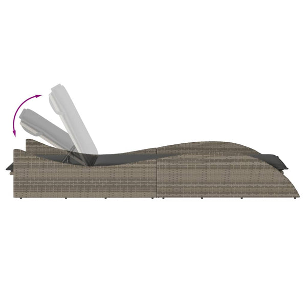 Graue Poly Rattan Sonnenliege mit Auflage