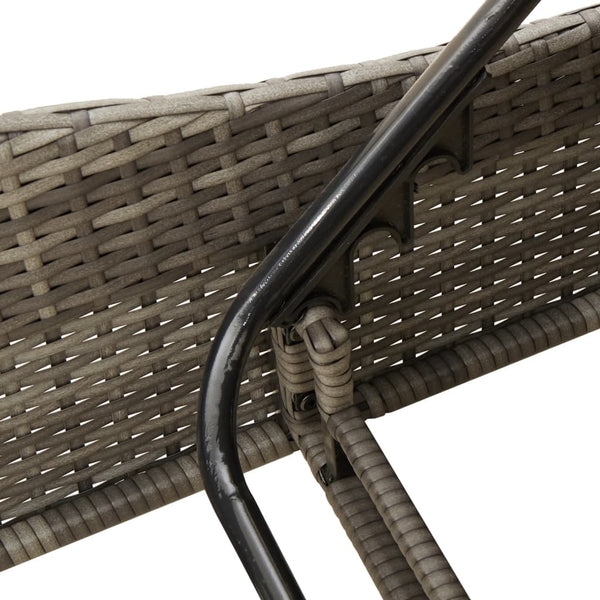 Graue Poly Rattan Sonnenliege mit Auflage
