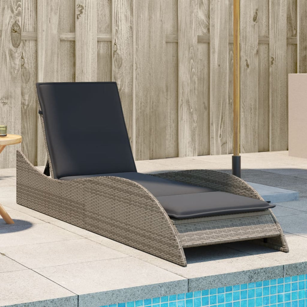 Graue Poly Rattan Sonnenliege mit Auflage